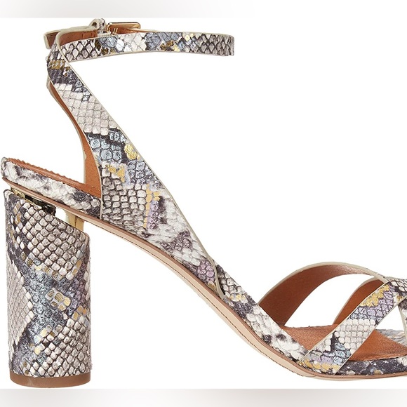 Franco Sarto Ankle Strap Heels Metallic Snake Skin - Picture 3 of 16